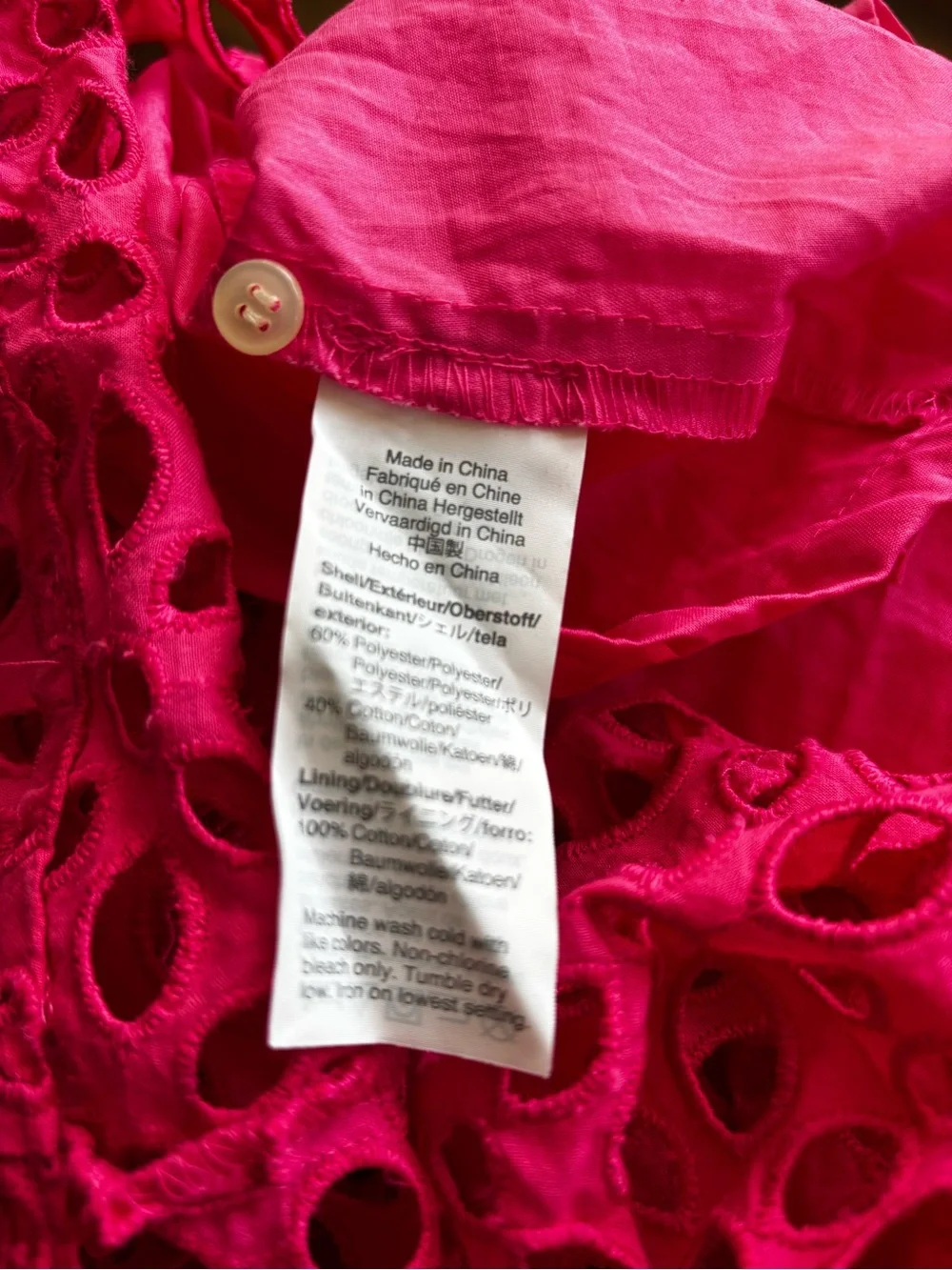 J. Crew Bright Hot Pink Eyelet Tiered Dress for Girls